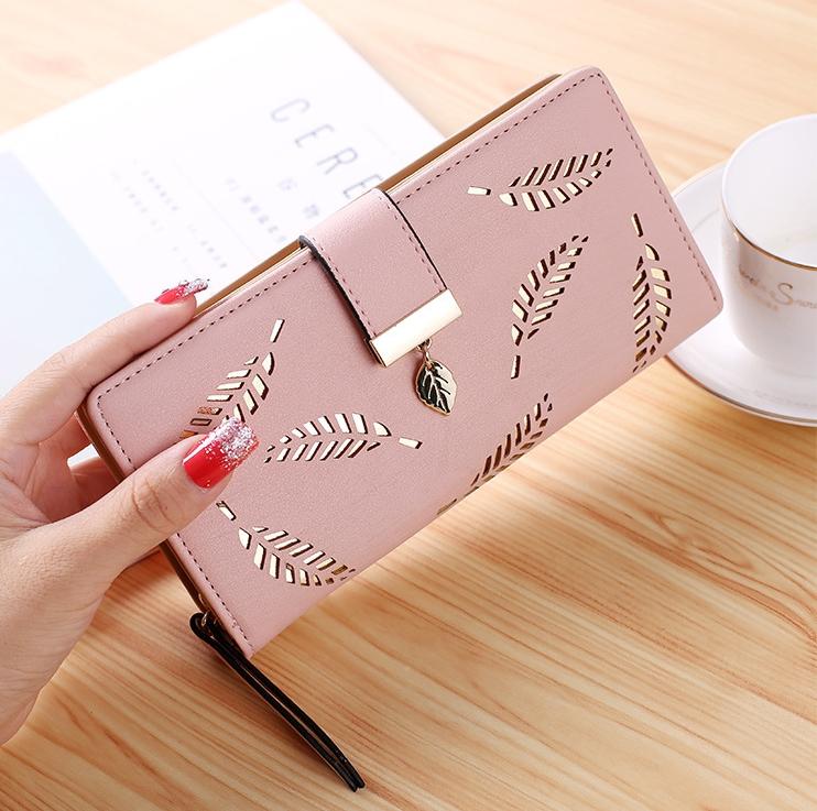 Korea Style กระเป๋าสตางค์ ใบยาว หนัง PU กระเป๋าเงิน ผู้หญิง กระเป๋าตัง ตามวันเกิด รุ่น Classic สีชมพู