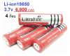 ถ่านชาร์จคุณภาพสูง Li-ion 18650 3.7V 6800 mAh พร้อมใช้งาน ( 4 ก้อน )