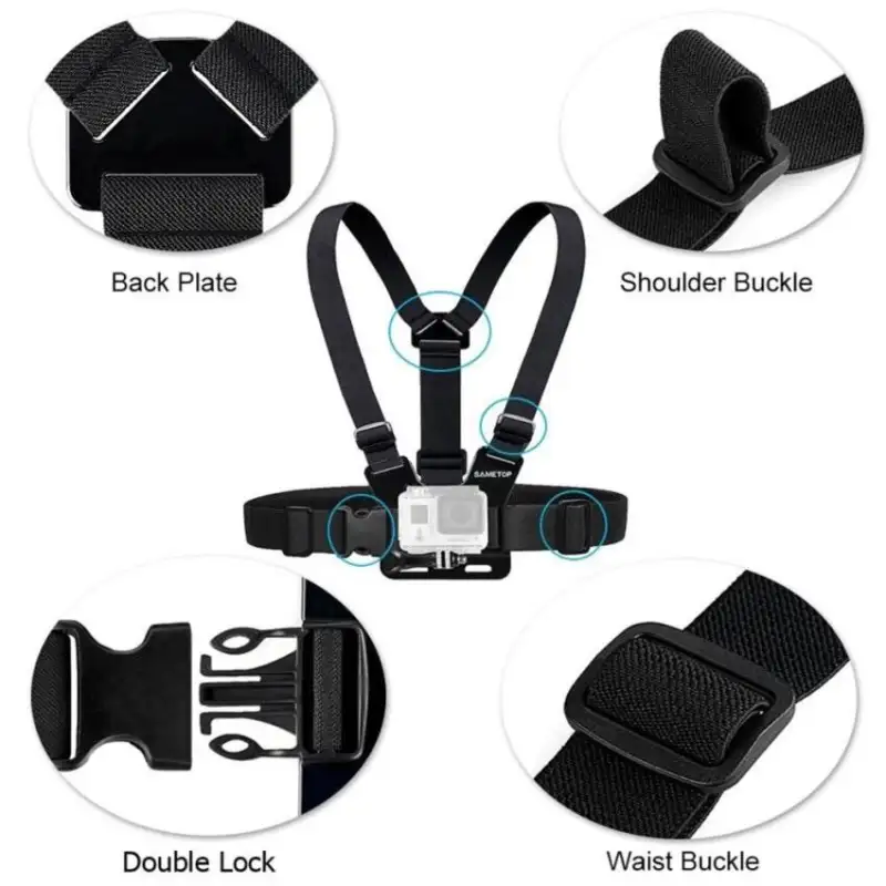 ภาพสินค้าAlithai Gopro accessories Adjle Elastic Body Harness Chest Strap Mount Band Belt for Go Pro Hero 4 3+ SJCAM action Camera จากร้าน Alithai บน Lazada ภาพที่ 4