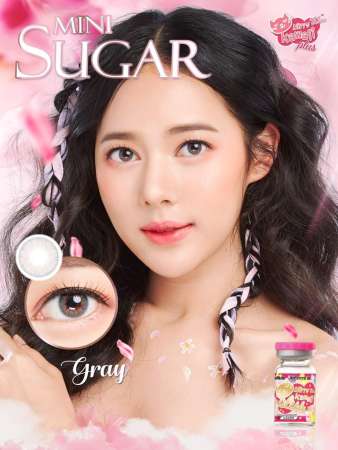 Kitty Kawaii คอนแทคเลนส์ รุ่น Mini Sugar Gray ลายฮิต (สีเทา) ค่าสายตา  0.00 พร้อมตลับใส่