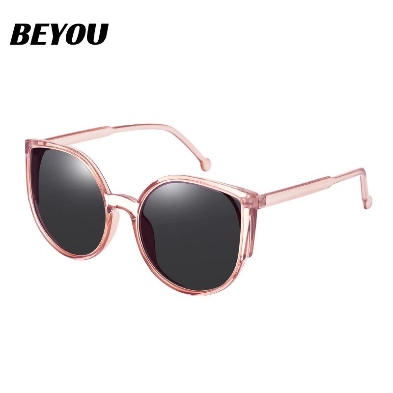แว่นกันแดด แว่นกันแดดผู้หญิง สไตล์เกาหลี แฟชั่นเกาหลี ใหม่ล่าสุด สีส้ม/ Sunglasses Cat Eye Frame Designer BEYOU Women 2018 C1 Light Orange/ Black Lens