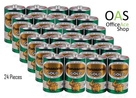 PANASONIC GOLD EXTRA HEAVY DUTY #R20GT 1.5V BATTERY Size D ถ่าน แมงกานีส พานาโซนิค โกลด์ D กล่องละ 24 ก้อน