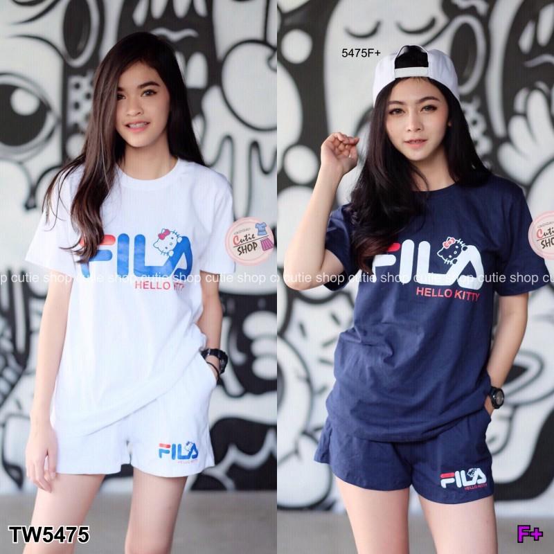 TW5475 Set เสื้อ+กางเกงขาสั้น สกรีน โลโก้ - Twinsshop - ThaiPick