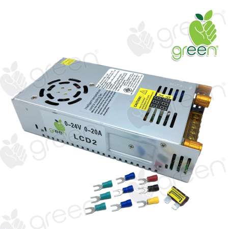 Applegreen Switching power supply 220VAC to 0-24VDC 20A LCD 2 Show Voltage Ampere สวิทชิ่ง แปลงจากไฟบ้านเป็นไฟแบต 0-24VDC 20A