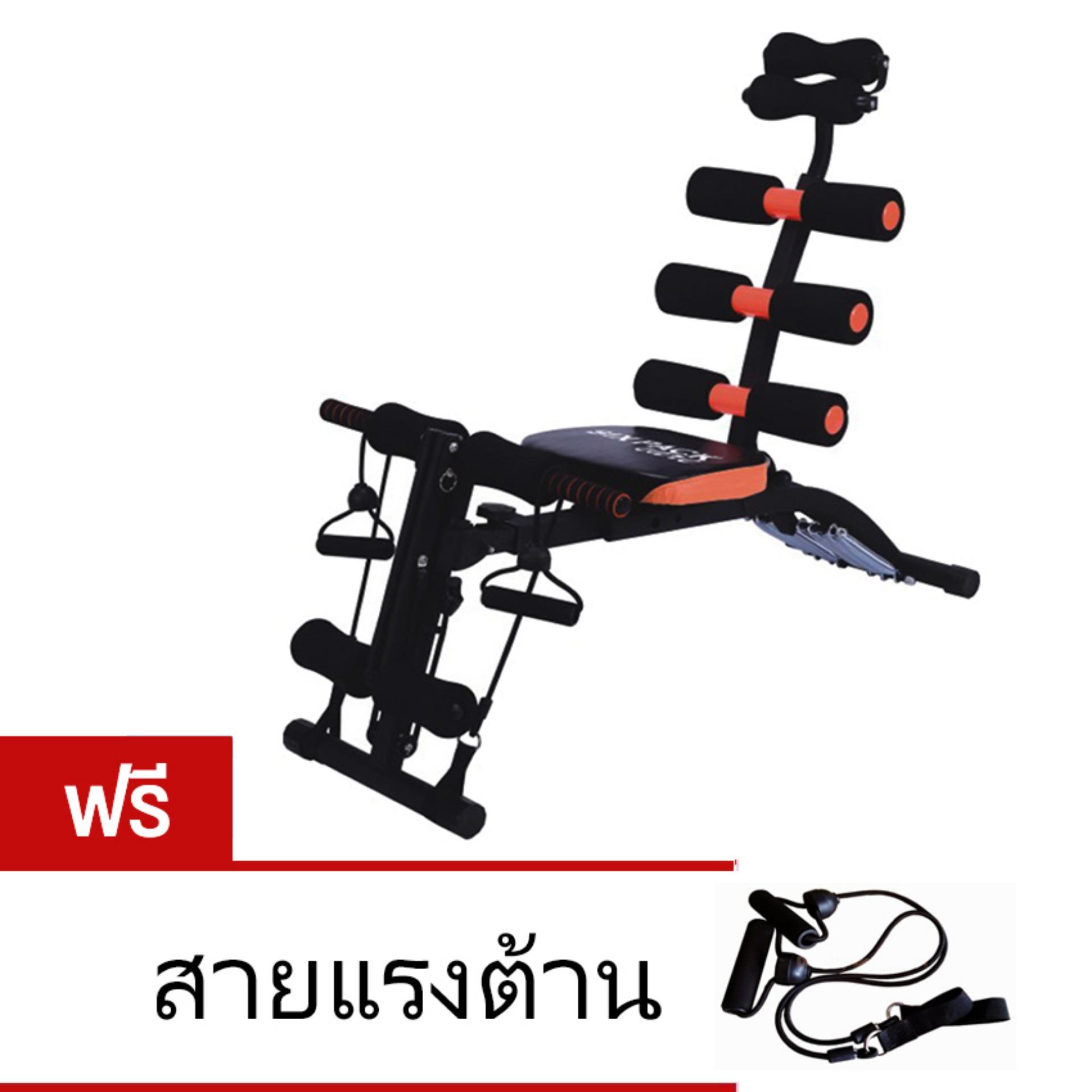 Six Pack Care เครื่องบริหารหน้าท้อง เครื่องซิทอัพ เก้าอี้ซิทอัพ สปริง 6 เส้น Sit Up Bench (สีดำ/สีส้ม)