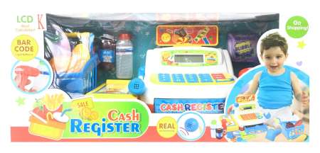 Kidtoys เครื่องเก็บเงิน (แคชเชียร์) จำลอง + ตระกร้า และสินค้าจำลอง ขนาด ย 43*ก 19*ส 19 ซม