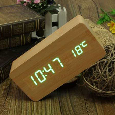 นาฬิกาดิจิตอลตั้งโต๊ะลายไม้ Digital LED Wooden Alarm Clock บอกเวลา บอกวันเดือนปี ตั้งปลุก และวัดอุณหภูมิได้ ฟังค์ชั่นครบครัน ลายไม้สีน้ำตาลอ่อน ไฟ LED สีเขียว (Brown/Green) นาฬิกาดิจิตอลตั้งโต๊ะลายไม้ Digital LED Wooden Alarm Clock บอกเวลา บอกวันเดือนปี ตั้งปลุก และวัดอุณหภูมิได้ ฟังค์ชั่นครบครัน ลายไม้สีน้ำตาลอ่อน ไฟ LED สีเขียว (Brown/Green)