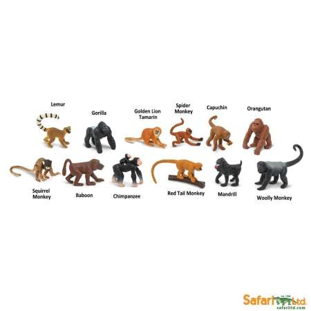 Safari Ltd. : SFR680604 โมเดลสัตว์แบบแพ็คหลอด Monkeys  Apes