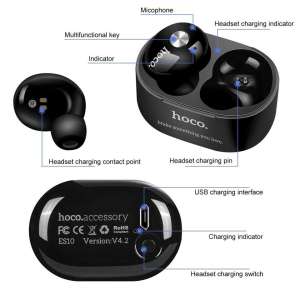 หูฟังบลูทูธไร้สายพร้อมกล่องชาร์จ HOCO ES10 Bluetooth เวอร์ชั่น 4.2 Wireless Bluetooth with charging Box  ของแท้ 100 %  รับประกัน 6เดือน หูฟังบลูทูธไร้สายพร้อมกล่องชาร์จ HOCO ES10 Bluetooth เวอร์ชั่น 4.2 Wireless Bluetooth with charging Box  ของแท้ 100 %  รับประกัน 6เดือน