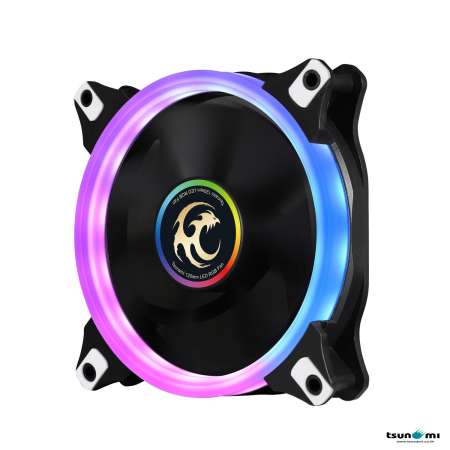 (ชุดเพิ่มเติม) (No Hub/No remote) Tsunami Circle Series Mono-Rim RGB-120 RGB Fan X3