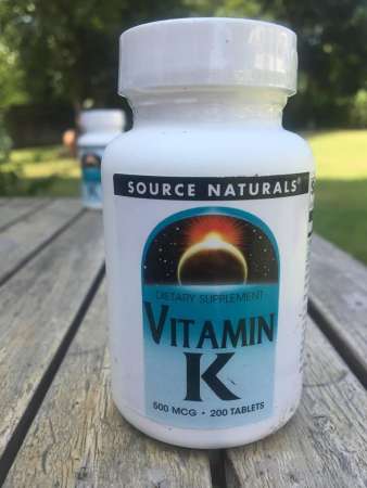 วิตามินเค Vitamin K 500mcg Plus Calcium 43mg, 200 เม็ด (Source Naturals)