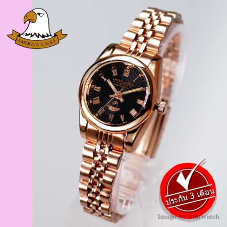 AMERICA EAGLE นาฬิกาข้อมือผู้หญิง สายสแตนเลส รุ่น AE015L - Pinkgold/Black