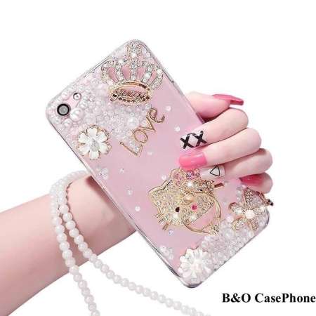 เคสหรูทุกรุ่น ✅เคสมุกเพชร คิดตี้ แถมแหวนสีทอง⚠️ พร้อมกับสายคล้องคอ 