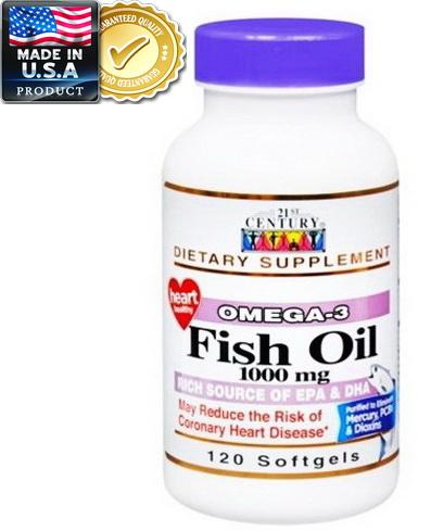 21st Century Omega-3 Fish Oil 1,000 mg x 120 เม็ด EPA DHA น้ำมันปลา โอเมก้า 3