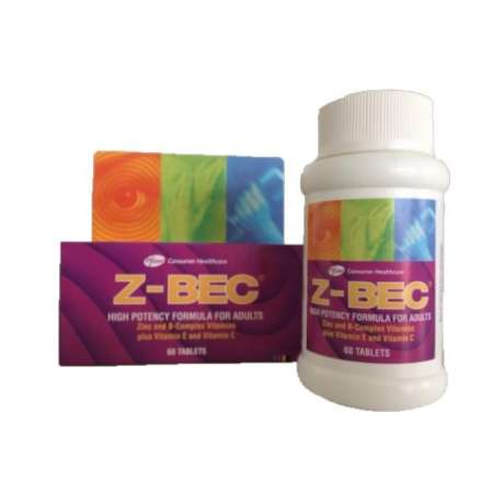 Z-Bec (60 tablets) ซีเบคเป็นวิตามิน B-Complex และมีวิตามิน C, B, Folic Acid, และ Zinc 