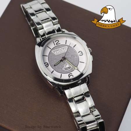 AMERICA EAGLE นาฬิกาข้อมือผู้หญิง สายสแตนเลส รุ่น AE003L - Silver / White