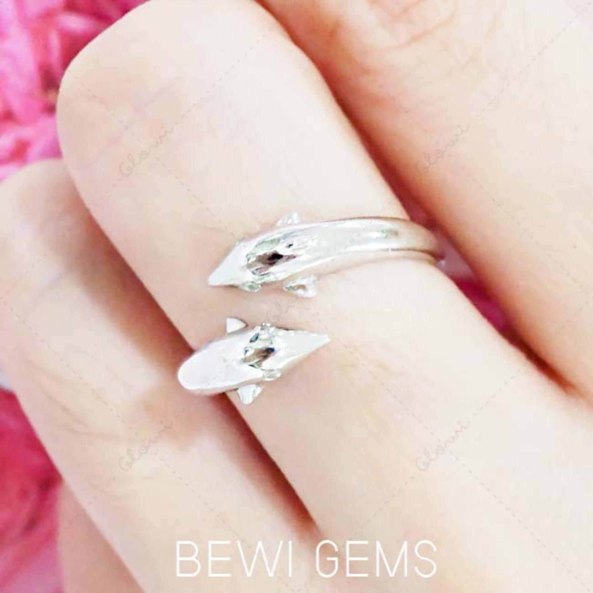 BEWI-G แหวนผู้หญิง สไตล์ แหวนเสริมดวง Ring แหวนโลมา นำโชค เสริมดวงเรื่องความรัก ชุบทองคำขาว เหมือนทองแท้ หรูหรา รุ่น BG-R0045 สีเงิน (Silver)