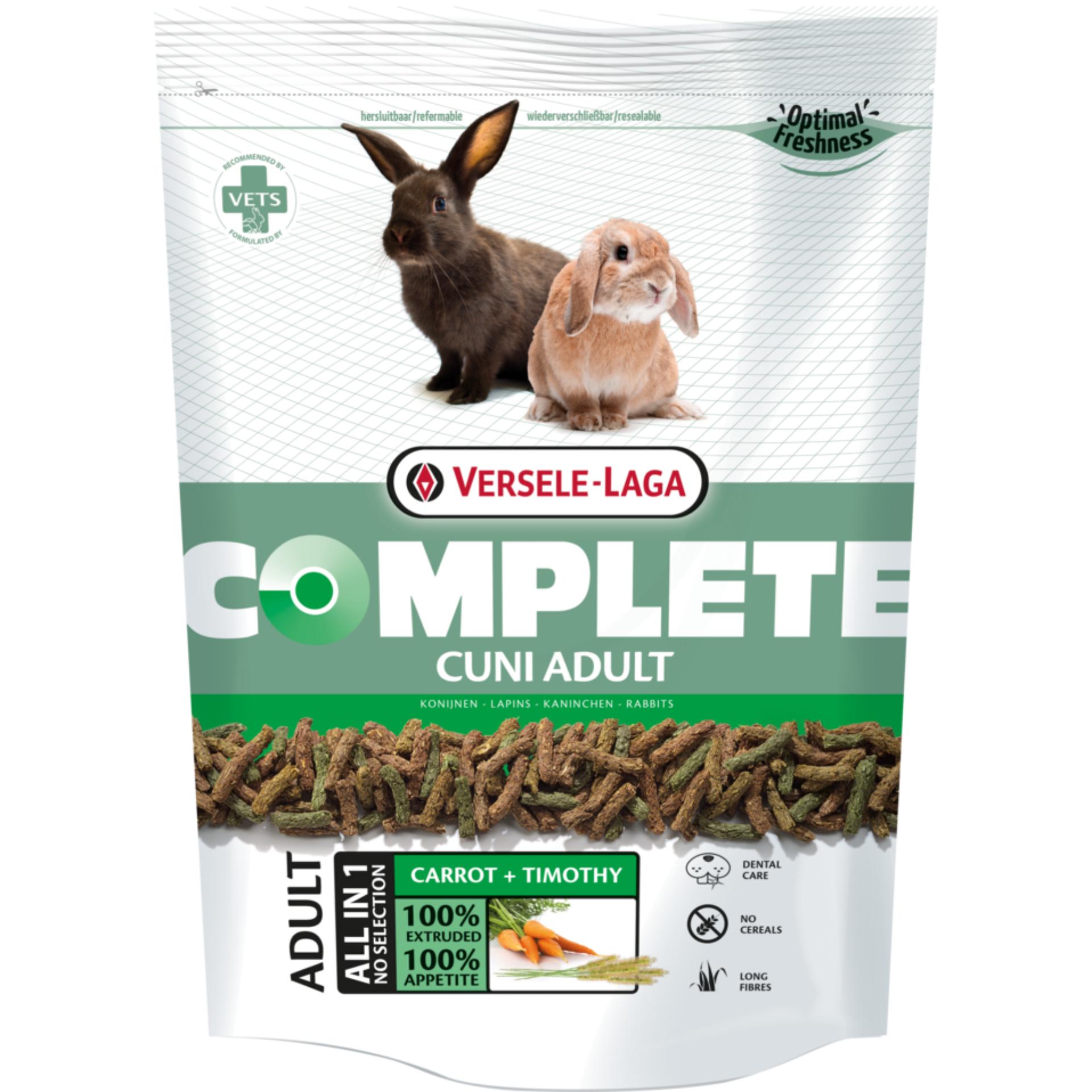 Cuni Complete Adult 500 g. อาหารกระต่าย อาหารอัดแท่ง สูตรแครอทและหญ้าทิโมธี สำหรับกระต่ายโต 6 เดือนขึ้นไป (500 กรัม/ถุง)