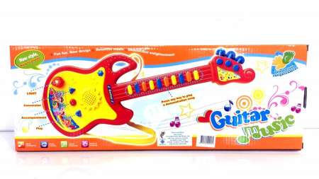 Kid toys ของเล่นเด็ก ออร์แกน ทรงกีร์ต้า มีไฟ เสียง และไมค์โครโฟน (สีน้ำเงิน)  