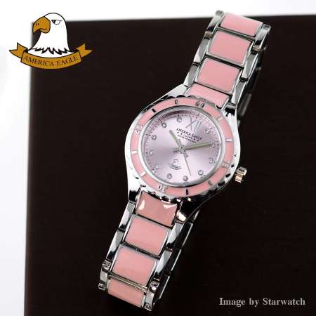 AMERICA EAGLE นาฬิกาข้อมือผู้หญิง สายสแตนเลส รุ่น AE036L -Silver/Pink