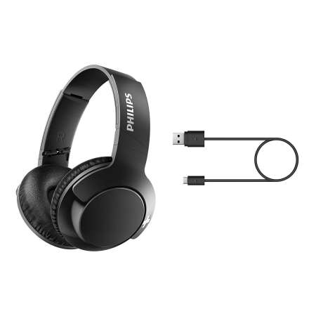 Philips SHB3175 Bass+ Bluetooth Headphones Wireless with Mic - [Black]