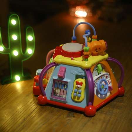 Sriwika toy- Education box ของเล่นการเรียนรู้ฝึกทักษะ มีเสียงมีไฟ สำหรับเด็กวัยหัดเดิน กล่องกิจกรรมสำหรับเด็กเล่นดนตรีด้วยแสงไฟและเสียง การเรียนรู้ของเล่นสำหรับเด็กชายและเด็กหญิงวัยหัดเดิน มี 6 กิจกรรมหลัก