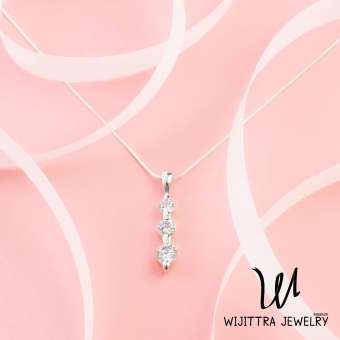 Orion - Wijittra Jewelry - สร้อยคอเงินแท้ 925 จี้เพชรสวิส (Cubic Zirconia) ชุบด้วยโรเดียม  พร้อมกล่องเครื่องประดับ High End (Octagonal Snake Chain ปรับสายได้ 16 - 18 นิ้ว)-