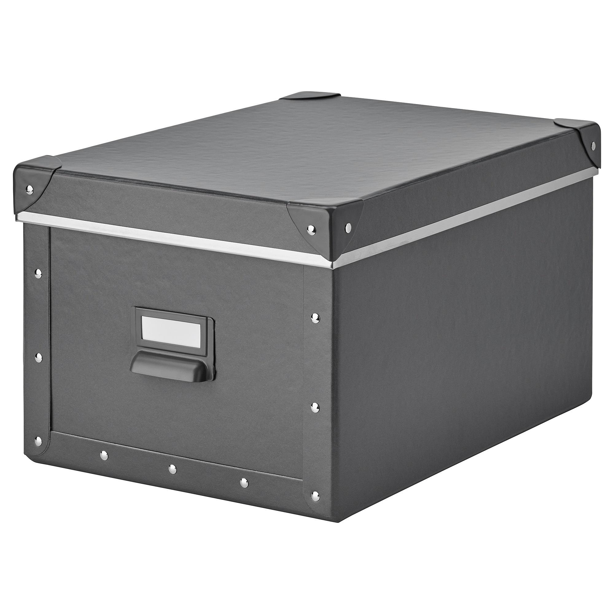 FJÄLLA Storage box with lid, dark grey Abigail ThaiPick