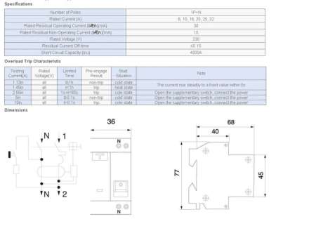 RCBO 32A 220-230V เบรกเกอร์ตัดไฟฟ้ากันไฟดูด-ไฟช๊อต ป้องกันไฟฟ้ารั่ว ป้องกันไฟฟ้าตก ไฟฟ้าเกิน