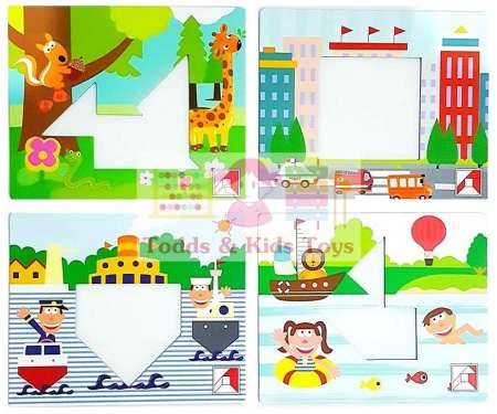 Todds Kids Toys ของเล่นเสริมพัฒนาการ ชุดต่อ Tangram 14 ภาพในกล่องเก็บอย่างดี