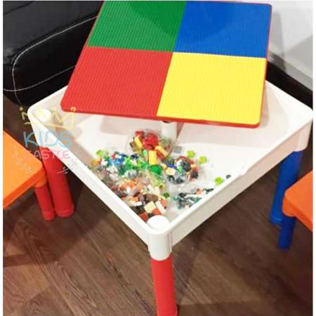 Kids castle โต๊ะตัวต่อบล็อคตัวต่อเสริมพัฒนาการ 2in1 + เก้าอี้ 2 ตัว