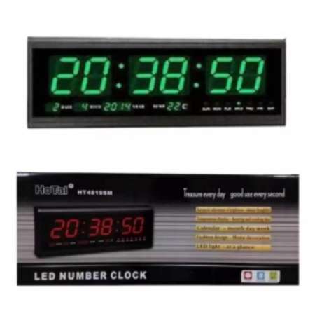 TNK Autosound นาฬิกาดิจิตอล LED DIGITAL CLOCK แขวนติดผนัง 48 x 18.2 x 4.8 CM รุ่น 4819 ตัวเลขสีเขียว
