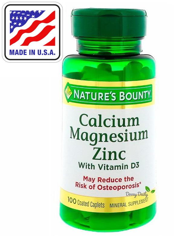 Nature's Bounty Calcium Magnesium Zinc x 100 เม็ด + Vitamin D เนเจอร์ส เบาวน์ตี้ แคลเซี่ยม แมกนีเซียม ซิงค์ +วิตามิน ดี3 บำรุงกระดูก ฟัน ระบบประสาท กล้ามเนื้อ NBTY