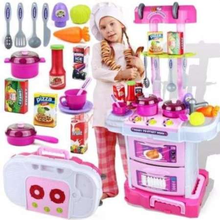 TKspyShop Little Chef Small Gourmet ชุดครัว มีไฟ มีเสียง พับเก็บลากได้ จำนวน 43 ชิ้น