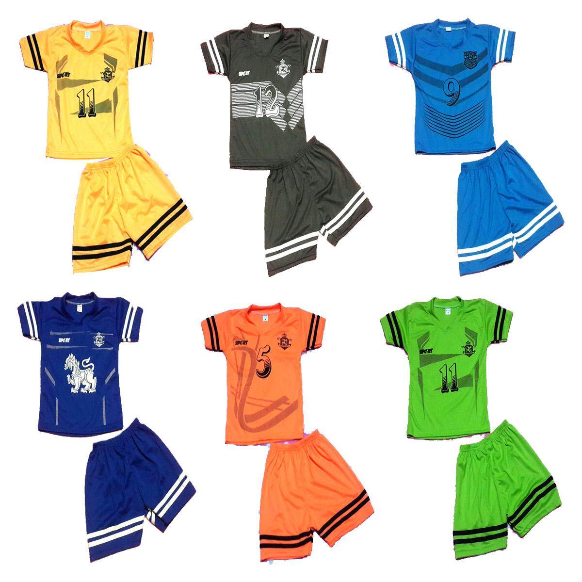 ราคา ชุดเด็ก ชุดบอล เสื้อแขนสั้น กางเกงขาสั้น คละสี ผ้าลื่นเนื้อดี มี ไซต์ S,M,L,XL(1 แพ็ค มี 4 ชุด)