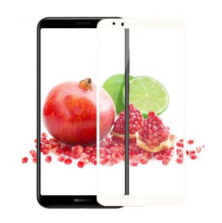 กระจกนิรภัย กันรอย กาวเต็ม เต็มจอ เก็บขอบ 5D Huawei Y9 2018 สีขาว