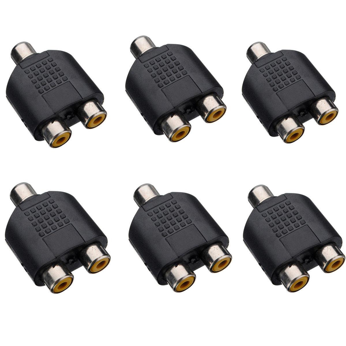 1 RCA to 2x PHONO Female Y Splitter Adapter- Audio/Video T Split Switch ...