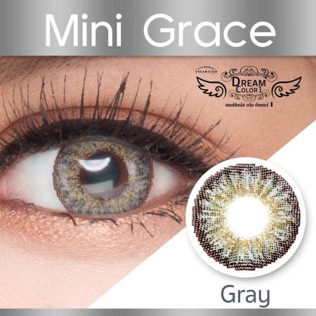 Dreamcolor1 คอนแทคเลนส์ รุ่น Mini Grace Gray (สีเทา) ค่าสายตา 0.00  เลนส์นิ่มใส่สบาย แถมฟรีตลับใส่เลนส์