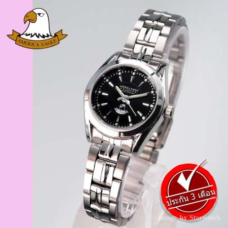 AMERICA EAGLE Watch นาฬิกาข้อมือผู้หญิง สายสแตนเลส รุ่น AE008L - Silver/Black AMERICA EAGLE Watch นาฬิกาข้อมือผู้หญิง สายสแตนเลส รุ่น AE008L - Silver/Black