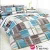 TOTO ชุดเครื่องนอน เฉพาะผ้าปูที่นอน 6 ฟุต ลายตาราง โทนสีน้ำตาล ฟ้า ขาว TT492