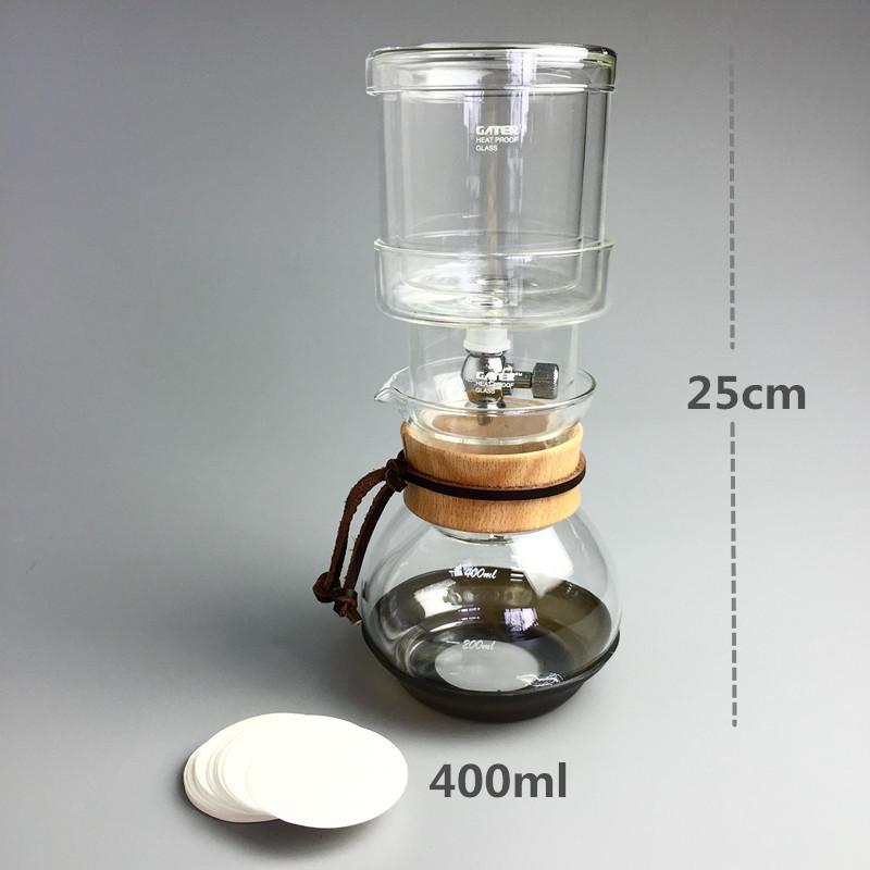 GATER 400ml New Water Drip Coffee Maker Reusable Filter Tools Glass Espresso Coffee Dripper Pot Ice Cold Brew Coffee Machine - intl