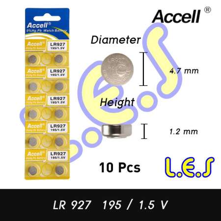 Accell ถ่านกระดุม รุ่น LR927 195 /1.5 V  (1 แผง 10 ก้อน) 