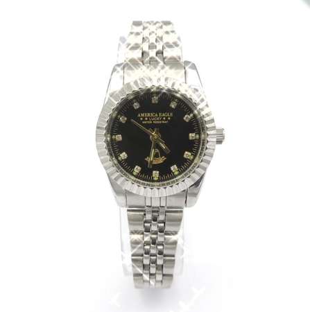 America Eagle นาฬิกาข้อมือผู้หญิง สายสแตนเลส หน้าปัดสีดำล้อมเพชร รุ่น Lucky 215G America Eagle นาฬิกาข้อมือผู้หญิง สายสแตนเลส หน้าปัดสีดำล้อมเพชร รุ่น Lucky 215G