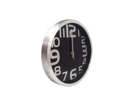 Clock Premium นาฬิกาแขวน นาฬิกาบ้าน นาฬิกาสำนักงาน นาฬิกาแขวนผนัง ขนาด12 นิ้ว [สีเงิน หน้าปัดดำอักษรเงิน]