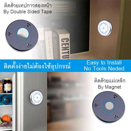 LED Motion Sensor ไฟตรวจจับการเคลื่อนไหว ไฟไนท์ไลท์ ไฟเซนเซอร์จับความสว่าง ไฟกลางคืน ไฟทางเดิน ไฟหัวเตียง ไฟส่องสว่าง ไฟสปอร์ตไลท์ led แบบไร้สาย ใช้ถ่าน AAA LED Night Light Battery Powered 1ชิ้น