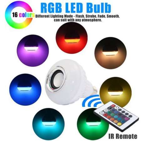 LM-หลอดไฟเปลี่ยนสีได้พร้อมรีโมท+เป็นลำโพงในตัว Smart RGB LED Bulb 12W RC Colorful LED รุ่น E27