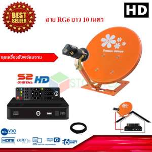 กล่องรับสัญญาณดาวเทียม PSI S2 HD + ชุดจานดาวเทียมปิคนิคครบเซ็ท พร้อมสาย RG6