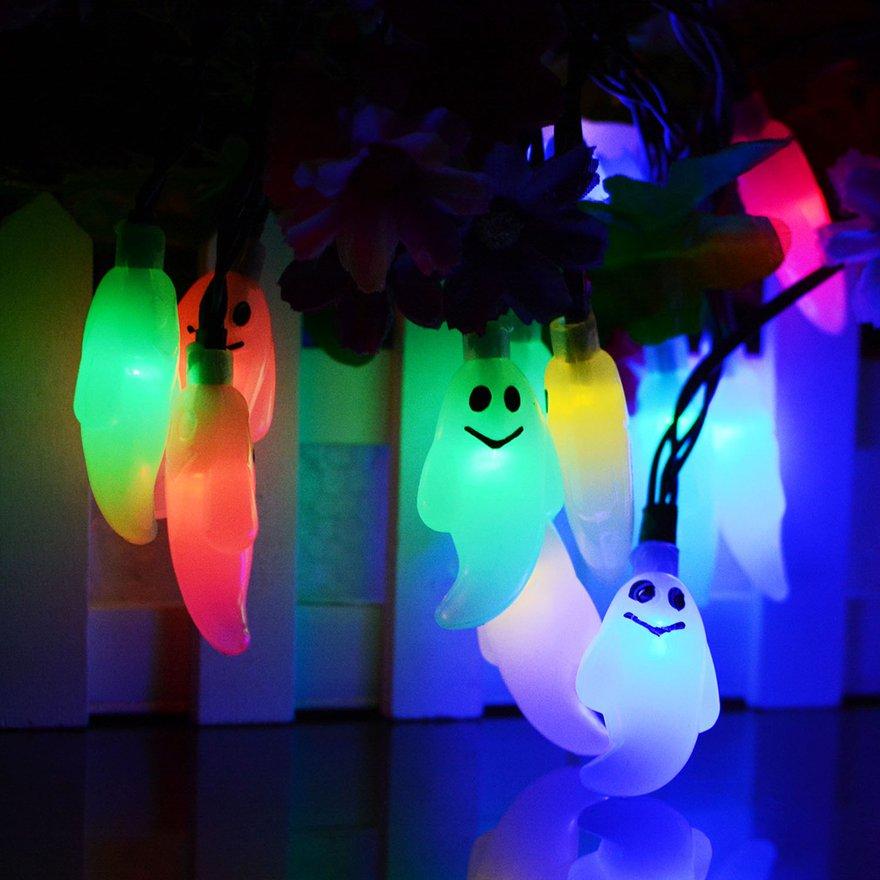 OBBB 30 Đèn LED Ma Hình Dây Đèn Trang Trí Halloween Đèn Sáng Nhiều Màu Sắc