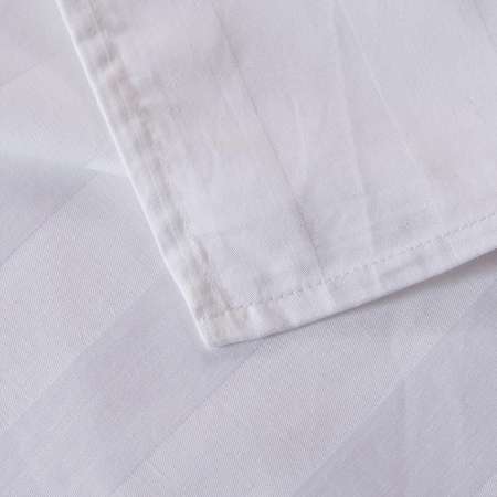 ผ้าปูที่นอน สีขาว ลายริ้ว ทอ 250 เส้น ไม่รัดมุม งานส่งโรงแรมชั้นนำ 5 ft. 102*112 inch