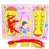 Todds  Kids Toys ของเล่นเสริมพัฒนาการ ของเล่นไม้ชุด ร้อยเชือกรองเท้า (ชมพู)